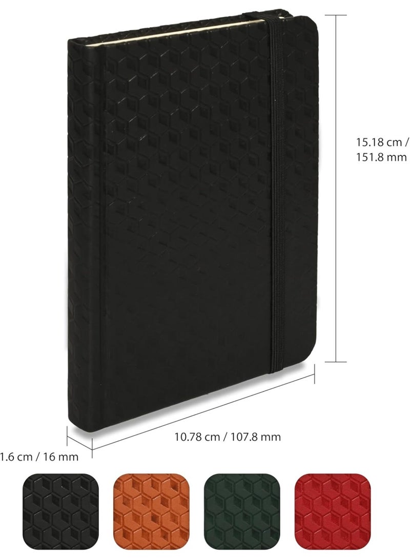 FIS® Executive Notebook, Italian PU Materials, A6 Size(105x148mm,) Round Corners, 96 Sheets, Single Ruled, 70gsm Italian Ivory Paper with Elastic Band Closure, 1 Piece, Black Color-FSNBEXA6BKD3 - Image 4